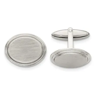 Diamond2Deal Stainless Steel Brushed and Polished Oval Cufflinks