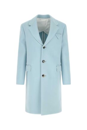 Bottega Veneta Pastel Light Blue Tricotine Coat