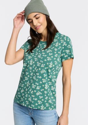 Ragwear Kurzarmshirt RAGWEAR MINTTA FLOWER O, Damen, Gr. XXL, gr&uuml;n, Jersey, Obermaterial: 50% Baumwolle, 50% Polyester, bedruckt, normal, Rundhals, Shirts Kur