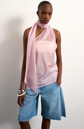 Topshop Scarf Open Back Halter Top in Lilac at Nordstrom, Size 14 Us