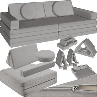 TecTake Divano modulare da gioco 8 pezzi con funzione letto grigio