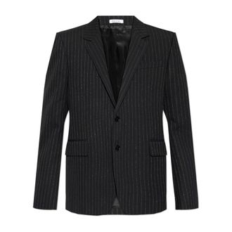 Alexander McQueen Jassen, Heren, Zwart, 2Xl, Wol, Wollen blazer met lurexdraad