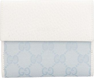 Gucci Light Blue White Gg Canvas Leather Wallet (Bi-Fold) (Pre-Owned)