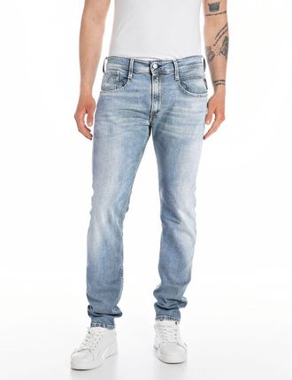 Replay Slim-fit-Jeans REPLAY Anbass, Herren, Gr. 34, L&auml;nge 36, blau (light indigo), Denim/Jeans, Obermaterial: 99% Baumwolle, 1% Elasthan, slim fit normal, J