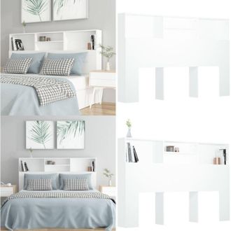 vidaXL Testiera con Contenitore Bianco 160x19x103,5 cm - Testiera con contenitore - Testiera da camera