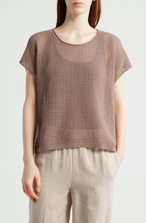 Eileen Fisher Open Stitch Organic Cotton Sweater in Cocoa at Nordstrom Rack, Size X-Large