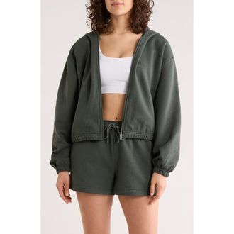 Zella Feather Fleece Zip Hoodie in Green Urban at Nordstrom Rack, Size X-Small