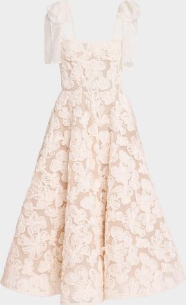 Bronx and Banco Sabrina Lace Midi Dress with Bow Details