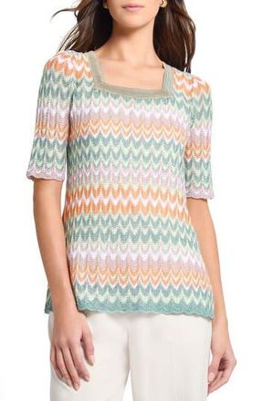 Misook Pointelle Zigzag Knit Tunic in Green/mult at Nordstrom Rack, Size Xx-Large