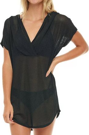 Jordan Taylor Hooded Mesh Swim Cover-Up In Black