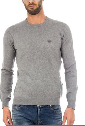 Armani Jeans Round-neck Knitwear, male, Gray, Size: S AJ Sweater Pullover