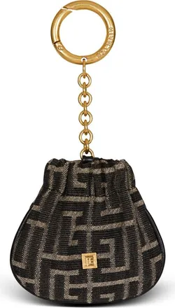 Balmain Pulse monogram jacquard key ring in Black at Nordstrom
