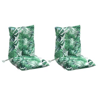vidaXL Cojines De Silla De Respaldo Bajo 2 Uds Tela Estampado De Hojas Vidaxl