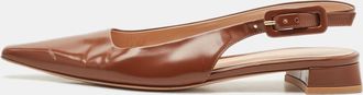 Gianvito Rossi Brown Leather Lindsay Slingback Flats