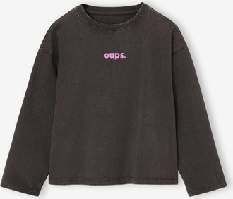 Vertbaudet Langarmshirt f&uuml;r M&auml;dchen personalisierbar anthrazit