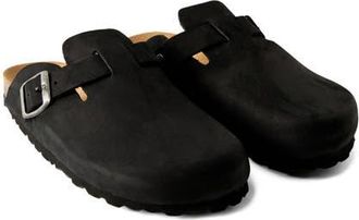 Mango Leather Clog in Charcoal at Nordstrom, Size 9.5Us