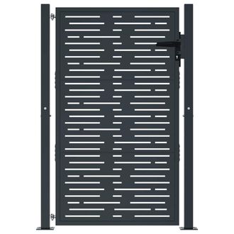 Berkfield Home Beautiful Garden Gate Anthracite 105x155 cm Steel Square Design in Dark Grey
