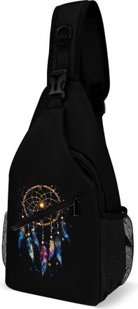 Generic Dream Catcher Mens Print Crossbody Large Sling Backpack Casual Chest Bag Gift for Traveling Hiking Workout