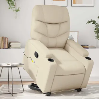 vidaXL Vidaxl - Sill&oacute;n Reclinable De Masaje De Pie Cuero Artificial Color Crema
