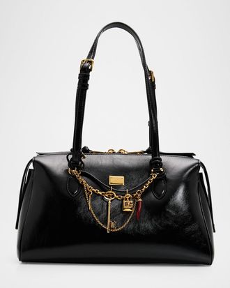 Dolce & Gabbana Charm-Embellished Leather Top-Handle Bag