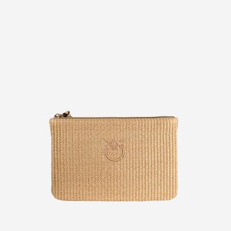 Pinko Pinko Raffia Clutch With Logo