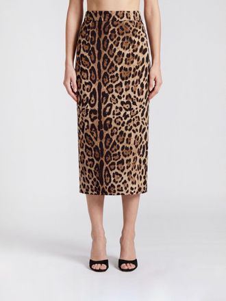 Dolce & Gabbana Gonna midi a tubino in viscosa stretch con stampa animalier