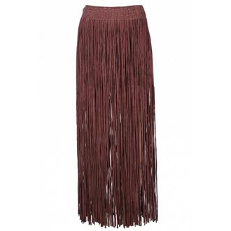 Alysi Maxi Skirts, female, Brown, Size: XS Gonna lunga con frange