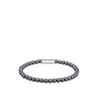 BOSS Logo-closure cuff with hematite beads