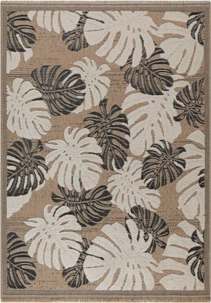 Nazar Rugs Alfombra interior/exterior aspecto yute de hojas negras - 120x170