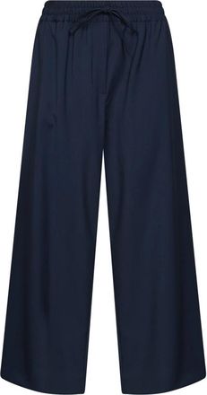 Max Mara Wijde broek - Dames - Wijde Broeken - Blauw - S - Wol - Broeken