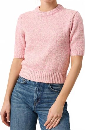 Lilla P Short Sleeved Marled Yarn Sweater In Rosebud