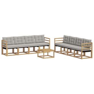 vidaXL Conjunto De Sof&aacute;s De Exterior 9 Pcs Blanco Y Gris Claro Vidaxl