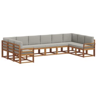vidaXL Conjunto De Sof&aacute;s De Exterior 10 Pcs Gris Natural Y Claro Vidaxl