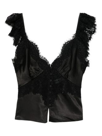 Self Portrait Satin Lace Top