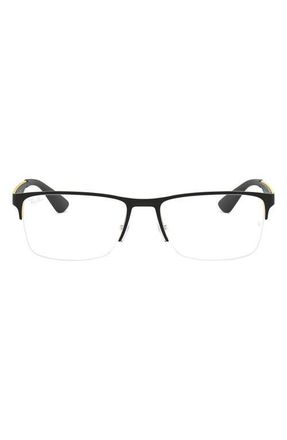 Ray-Ban 54mm Semi Rimless Rectangular Optical Glasses in Gold Black at Nordstrom