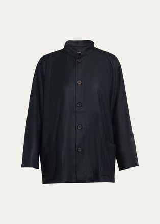 Eskandar Silk Cashmere Mandarin Jacket - Long