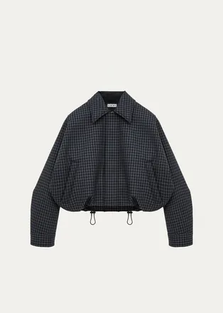 Loewe Check Wool-Blend Drawstring Balloon Jacket
