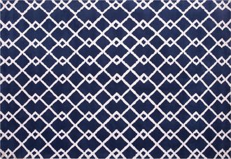 Beliani Beliani - Alfombra De Tela Azul 140 X 200 Cm Geom&eacute;trica Rectangular Moderna Serres