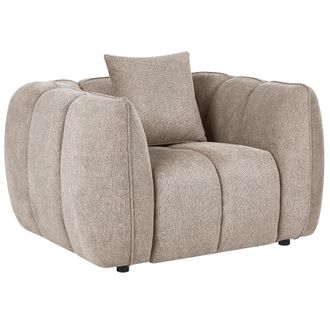 Beliani Sill&oacute;n Con Acolchado Grueso Tapizado En Tela Repelente Al Agua Patas De Madera Sala De Estar Gris Pardo Ness