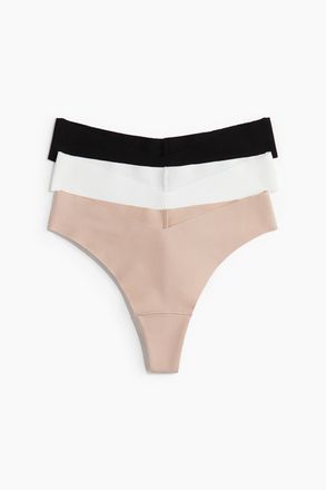 H&M 3er-Pack Unsichtbare Brazil Slips aus Baumwolle - Weiss/Beige/Schwarz