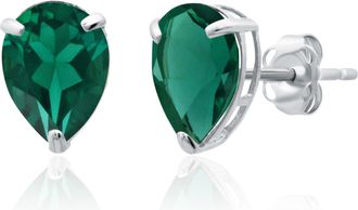 MAX + STONE 14k Yellow or White Gold Teardrop 8mm Gemstone Pear Shape Stud Earrings