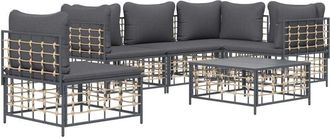 vidaXL Vidaxl - Juego De Muebles De Jard&iacute;n 6 Pzas Cojines Antracita Rat&aacute;n Pe