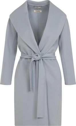 Max Mara Sky Blue Messi Wool Coat-Donna