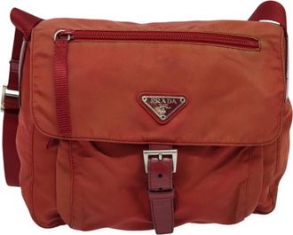 Prada Tessuto Red Nylon Shoulder Bag (Pre-Owned)