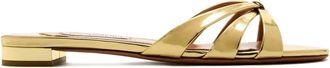 Aquazzura Tati metallic leren sandalen - Geel
