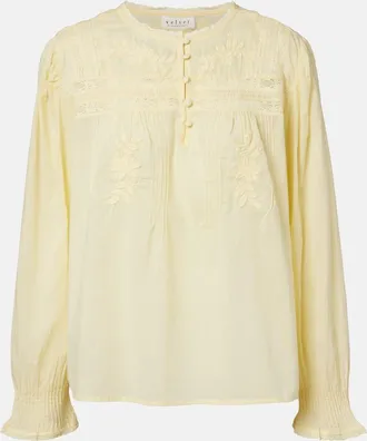 Velvet Byrdie lace-trimmed cotton blouse