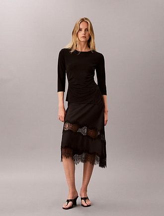 Calvin Klein Top Asim&eacute;trico De Punto Crep&eacute; Y Encaje