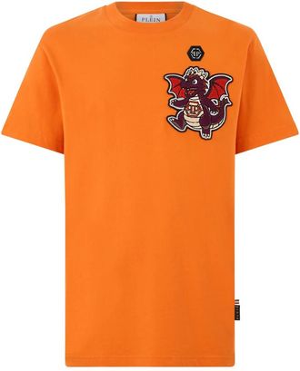 Philipp Plein Camiseta Cuello Redondo SS Drag&oacute;n - Tops - Hombre - Naranja - 2XL