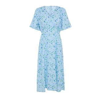 Ichi Maxi Jurk - Dames - Casual kleedjes - Blauw - XL - Kleedjes