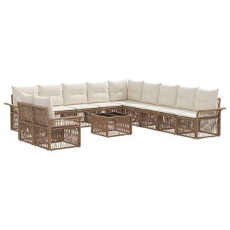 vidaXL Conjunto De Sof&aacute;s De Jard&iacute;n 12 Pcs Beige Rat&aacute;n Sint&eacute;tico Vidaxl